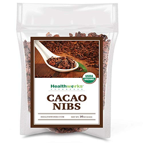 Healthworks Cacao Nibs Raw Organic 16 Ounces  1 Pound  Criollo Bean  Unsweetened Chocolate Substitute  Certified Organic  Keto Vegan  NonGMO  Antioxidant