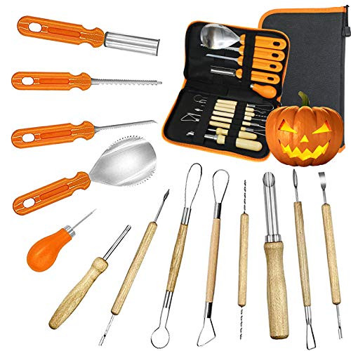Halloween Pumpkin Carving Kit Halloween JackOLanterns 13 Piece Professional pumpkin cutting supplies tools Kit Pumpkin Carving Kit for Kids and Adult