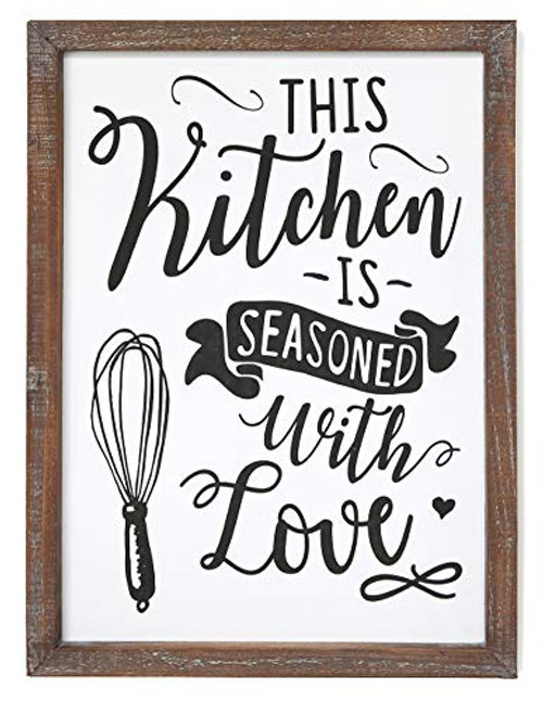 SANY DAYO HOME This Kitchen is Seasoned with Love Wall Signs 16 x 12 inches Rustic Real Wood Framed Hanging Art for Home and Kitchen Farmhouse Decor SANY DAYO HOME This Kitchen is Seasoned with Love Wall Signs 16 x 12 inches Rustic Real Wood Framed Hanging Art for Home and Kitchen Farmhouse Decor