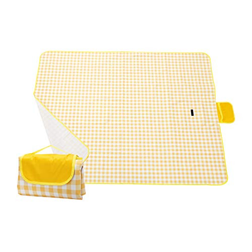 ARTISHION Outdoor Picnic Blanket Foldable Picnic Mat Waterproof Sandproof 3Layer Extra Large for Family Travel Beach Camping Hiking 80x60  80x80 Yellow 80 x 60