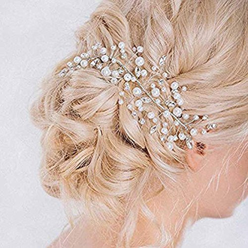 Unicra Wedding Headband Bridal Headpiece Hair Vine Hair Accessories for Bride Silver Unicra Wedding Headband Bridal Headpiece Hair Vine Hair Accessories for Bride Silver
