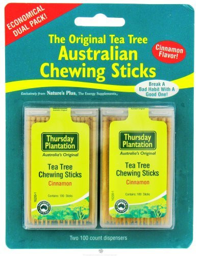 Tea Tree Chewing Sticks Dual Pack  Cinnamon Thursday Plantation 100  100 Toothpick by Natures Plus