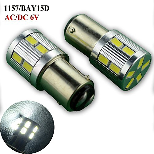 Ruiandsion 2pcs 1157 BAY15D Car Led Light bulbs AC/DC 6V Volt 17SMD 5630 LED for Back Up Light Reverse Lights Brake Lights Turn Signal Bulbs Fit Positive Earth and Negative Eearth (1157 6V AC/DC)