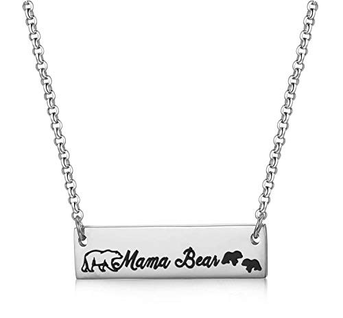 Personalized Mama Bear Necklace Mom Bar Necklace 2 Cubs Personalized Mama Bear Necklace Mom Bar Necklace 2 Cubs