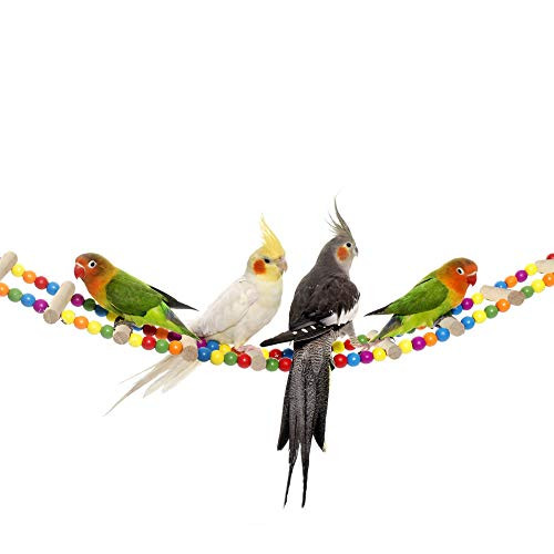 ZOHOKO Bird Cage Ladder Bridge Toys Made with Raw Wood and Edible Dye Suitable for Small to Medium Birds