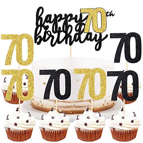 LVEUD Happy Birthday Cake Topper Black Font Golden Numbers 70th Birthday Happy Cake Topper?digital 70 Paper cup Cake topper?Birthday Party Decorations?16? 70 LVEUD Happy Birthday Cake Topper Black Font Golden Numbers 70th Birthday Happy Cake Topper?digital 70 Paper cup Cake topper?Birthday Party Decorations?16? 70