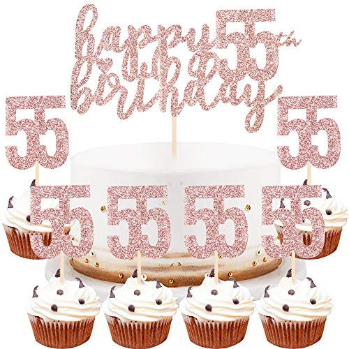 LVEUD Happy Birthday Cake Topper Rose Gold 55th Birthday Happy Cake Topper?Digital 55 Paper Cup Cake Topper?Birthday Party Decorations?16? 55 LVEUD Happy Birthday Cake Topper Rose Gold 55th Birthday Happy Cake Topper?Digital 55 Paper Cup Cake Topper?Birthday Party Decorations?16? 55