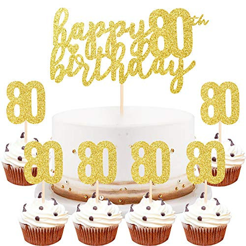 LVEUD Happy Birthday Cake Topper Golden 80th Birthday Happy Cake Topper?Digital 80 Paper Cup Cake Topper?Birthday Party Decorations?16? 80 LVEUD Happy Birthday Cake Topper Golden 80th Birthday Happy Cake Topper?Digital 80 Paper Cup Cake Topper?Birthday Party Decorations?16? 80