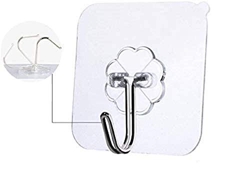 Wall Hook 13lbMax Transparent Reusable Seamless Hooks Waterproof and Oilproof Bathroom Kitchen Heavy Duty Self Adhesive Utility Hook