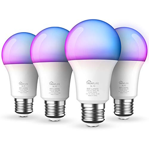 Smart Bulb 4 Pack Color Changing Light Bulb Dimmable Multicolor and White LED Bulb Works with Alexa Google Assistant A19 E26 8W 60W Equivalent No Hub Required