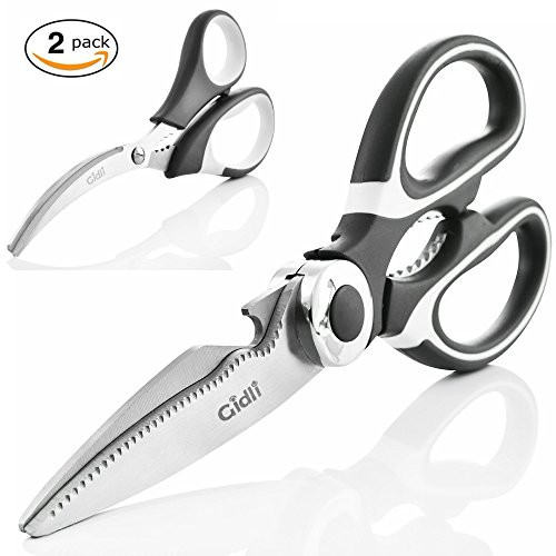 Kitchen Shears by Gidli - Lifetime Replacement Warranty- Includes Seafood Scissors As a Bonus - Heavy Duty Stainless Steel Multipurpose Ultra Sharp Utility Scissors.
