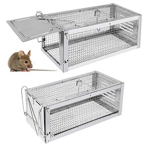 RatzFatz Mouse Traps Small Animal Humane Live Cage Traps for Mice Rats Chipmunks Squirrels Hamsters and Other Rodents Hook Design Pack of 2
