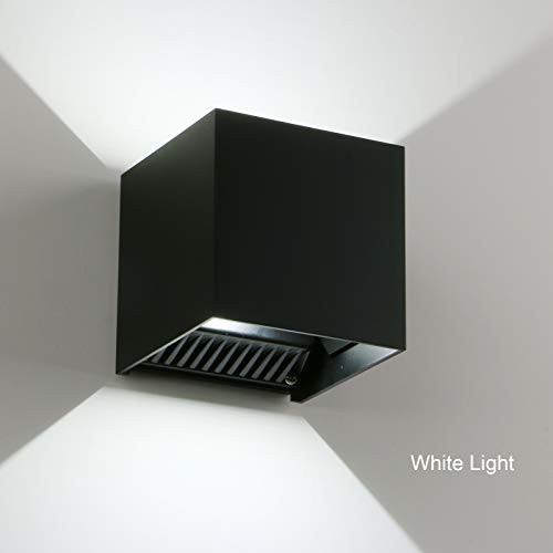 Pathson Outdoor LED Wall Lamp 20W Aluminum Waterproof Wall Sconce 6000K White Light Adjustable Wall Light Fixtures for Porch Garden Black White Light