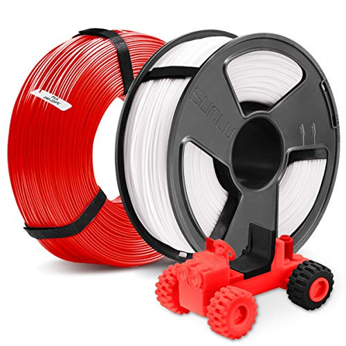 3D Printer PLA Filament 175 SUNLU 2KG PLA 175mm of MasterSpool Fit FDM 3D Printer 1KG Spool Pack of 2 Dimensional Accuracy  002 mm PLA WhiteRed