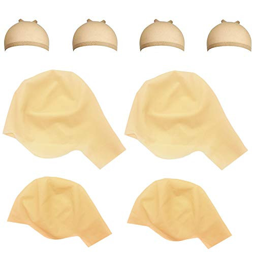 Iceyyyy 8 Piece Bald Caps Makeup Latex Bald Cap Head Wig Cap Costume Accessory for Adults Teens for Halloween Theme Party