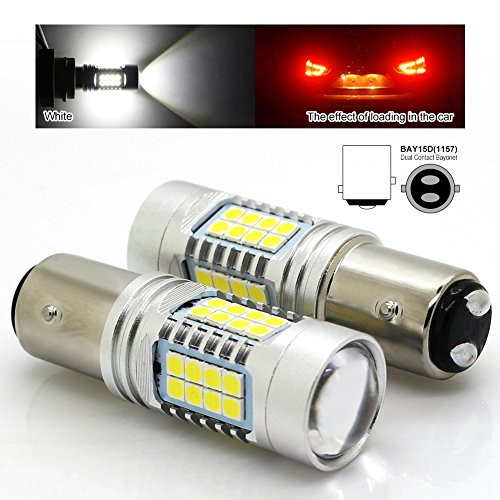 1157 2057 7528 BAY15D LED Car Brake Ligth Bulb with 3030 SMD 120W 1900 Lumens High/Low Beam Super Brighter Pack of 2 White