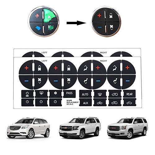3 Pcs AC Button Repair Kit Decal Stickers Dash Replacement for 0713 Chevy GMC