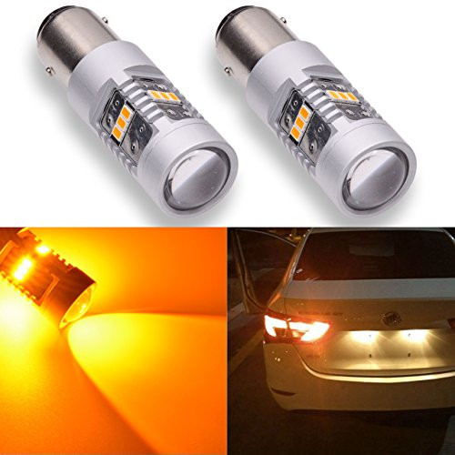 KaTur 1800LM Amber BAY15D 1157 1196 1016 1034 7528 LED Replacement Bulb 14SMD CREE 3020 RV Camper SUV MPV Car Turn Signal Bulbs Tail Brake Light Lamp Backup Lamps (Pack of 2)