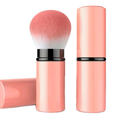 Falliny Retractable Blush Brush Travel Kabuki Makeup Brush Perfect for Blush Bronzer Buffing Flawless Powder Cosmetics Portable Face Powder Brush with Cover
