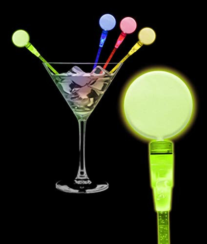 Fun Central O045 LED Circle Cocktail Stirrers  Assorted  12pcs