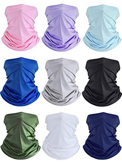 9 Pieces Summer UV Protection Face Clothing Neck Gaiter Scarf Sunscreen Breathable Bandana