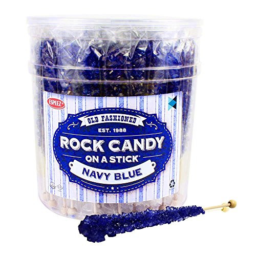 Extra Large Rock Candy Sticks 36 Navy Blue Crystal Rock Candy Sticks  Blueberry  Individually Wrapped for Party Favors Candy Buffet Showers Receptions Bridal and Baby Showers  Bulk Candy