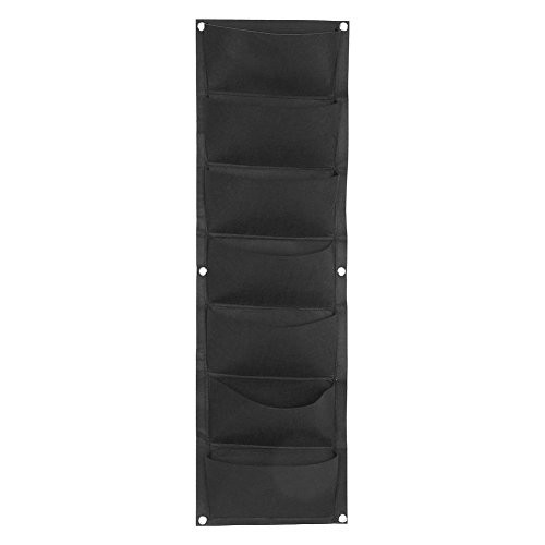 Aramox Plant Containers Bags Felt Wall Vertical Garden Planters Pockets Outdoor Indoor Balcony Flower Hanging Planting Grow Container Black 7 Pockets