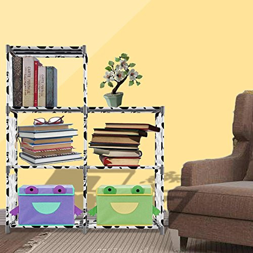 3-shelf Storage Cubes Corner Bookcase Closet 5-cube Shelf Cabinet Organizer (White+Black)