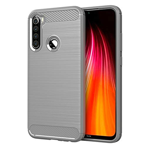 Trihey for Xiaomi Redmi Note 8 CaseCase for Xiaomi Redmi Note 8 AntiFingerprint Shockproof Carbon Fiber Design Flexible Soft TPU Brushed Texture Protective Case for Xiaomi Redmi Note 8 Grey