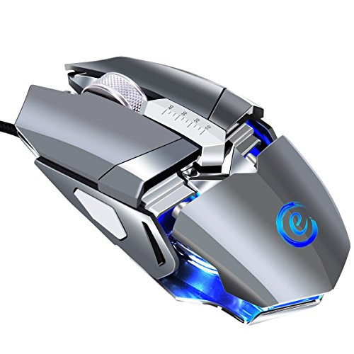 Wired Gaming Mouse Ergonomic USB 9 Programmable Buttons Gaming Mouse 4000 DPI 7 Circular & Breathing LED Light FPS Gaming Mouse for Laptop Computer Gaming Mice