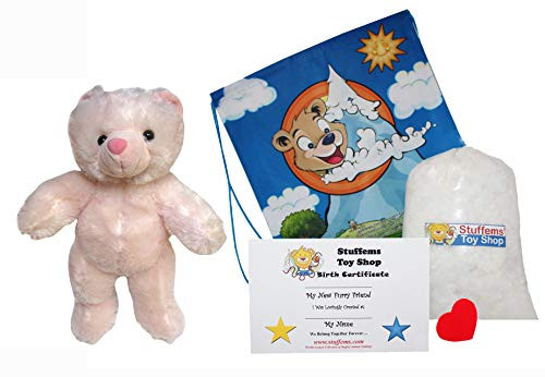 Make Your Own Stuffed Animal 16 Pink Traditional Teddy Bear Kit  No Sew  with Cute Backpack!