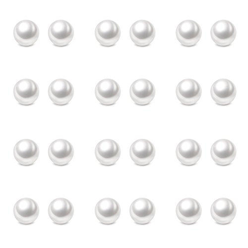 Charisma 6mm Composite Pearl Earrings Round Ball Pearls Stud Earrings Hypoallergenic 12 Pairs Imitation Pearl Earrings Set for Girls Women