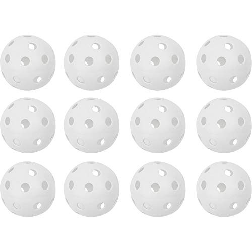 Champion Sports White Plastic Softballs Hollow Wiffle Balls for Sport Practice or Play  12 Pack