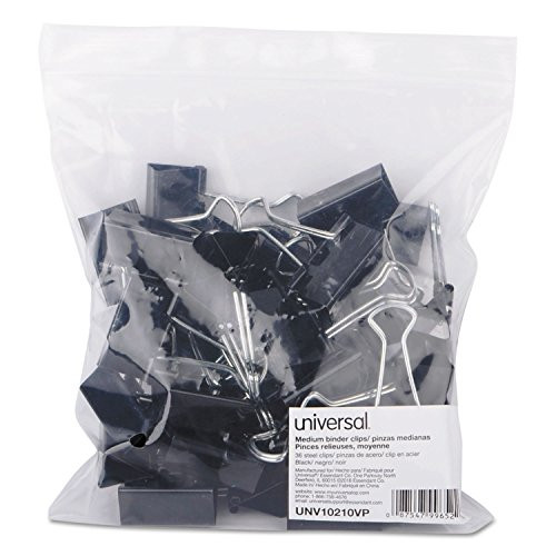 Universal Medium Binder Clips Steel Wire 58 Cap 114 Wide BlackSilver 12Pack 36 Total