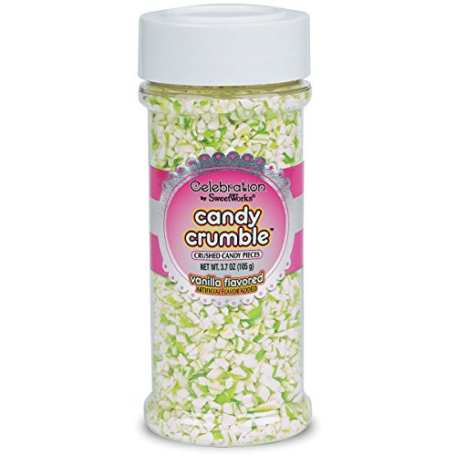 Sweetworks Celebrations Vanilla Flavored Candy Crumble 37 oz Lime Green and White