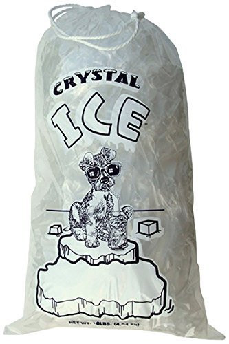 Crystal Clear Plastic Ice Bags with Cotton Draw String 10 lb Pack of 100