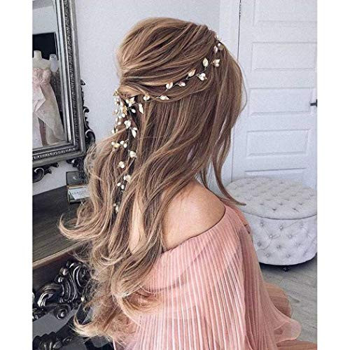 Catery Leaf Bride Wedding Headband Pearl Hair Vine Braid Headpiece Bridal Hair Accessories for WomenSilver Catery Leaf Bride Wedding Headband Pearl Hair Vine Braid Headpiece Bridal Hair Accessories for WomenSilver