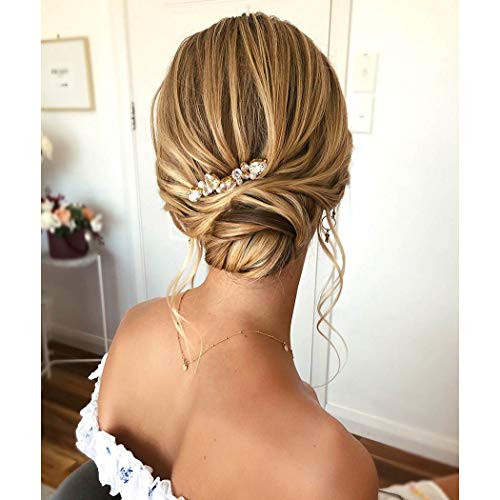 Catery Bride Wedding Hair Comb Hair Accessories with Crystal Pearl Bridal Side Combs for Women and Girls