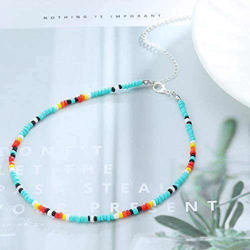 Yalice Boho Choker Necklace Chain Rainbow Seed Bead Necklaces Jewelry for Women and Girls