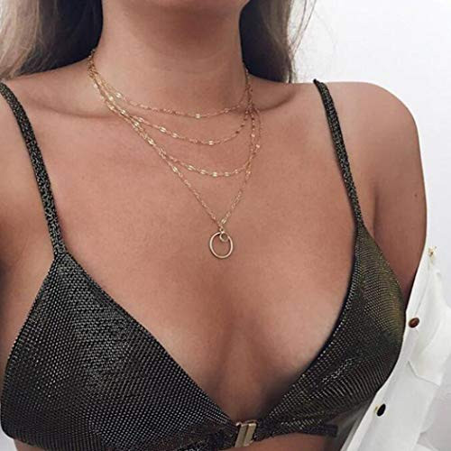 YienDoo Bohemia Multilayer Necklace Moon Circle Pendant Fashion Necklaces Gold Chain Jewelry For Woman and girls