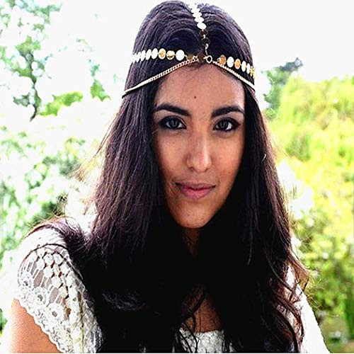 Jovono Boho Sequins Head Chain Headpiece Fashion Hair Accesories for Women and Girls Silver Jovono Boho Sequins Head Chain Headpiece Fashion Hair Accesories for Women and Girls Silver