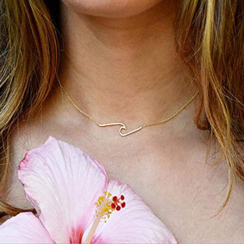 Jovono Wave Pendant Necklaces Dainty Necklace Fashion Chain Jewelry for Women and Girls Gold