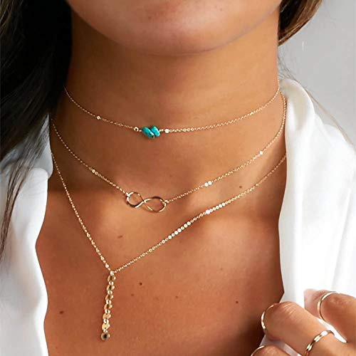 Jovono Blue Boho Multilayered Necklaces Turquoise Love Sequins Pendant Necklace Chain Jewelry for Women and Girls Gold Jovono Blue Boho Multilayered Necklaces Turquoise Love Sequins Pendant Necklace Chain Jewelry for Women and Girls Gold