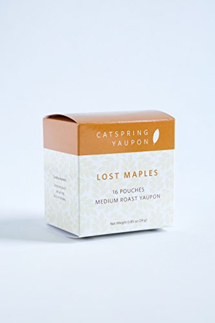CatSpring Yaupon Box of Individual Tea Bags - Lost Maples Medium Roast Black Yaupon - Naturally Caffeinated & Made in the USA {16 Bags}