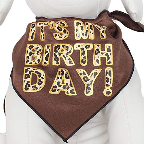 Tail Trends Happy Birthday Dog Bandana Its My Birthday Leopard Print Design Fits Medium to Large Sized Dogs  100 Cotton