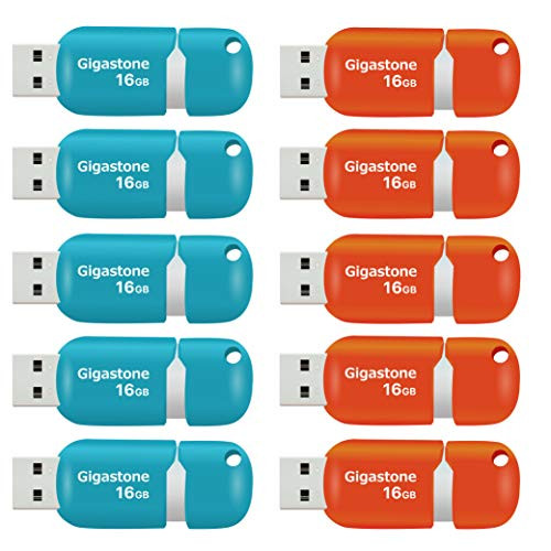 Gigastone V10 16GB 10Pack USB20 Flash Drive Thumb Drive Memory Stick Pen Drive Capless Retractable Design BlueOrange