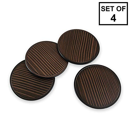 Questech Woodgrain Pattern Set Of 4 Drink Coasters 385 inches Oil Rubbed Bronze