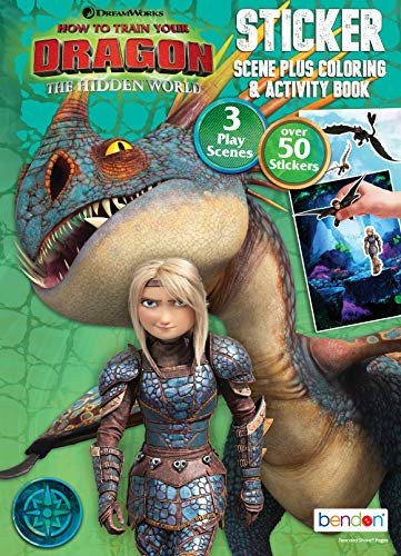 Dreamworks Dragons Bendon 13858 How to Train Your Dragon 3 Sticker Scene Plus Coloring  Activity Book 24 Pages Multicolor