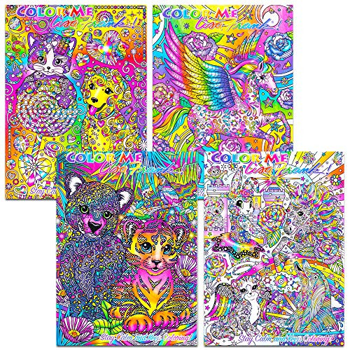 Lisa Frank Adult Coloring Book Set  4 Premium Lisa Frank Coloring and Activity Books for Adults