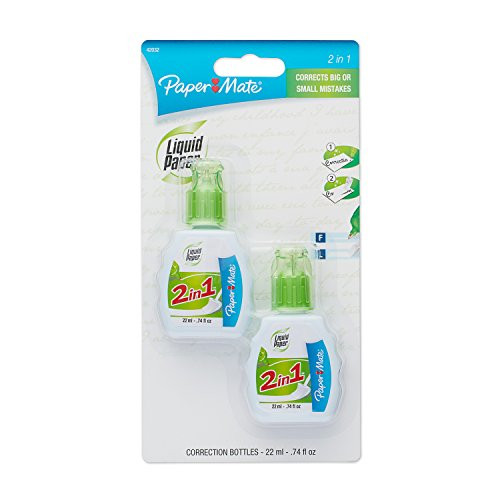 Paper Mate Liquid Paper 2 in 1 Correction Fluid 22ml 2 Count